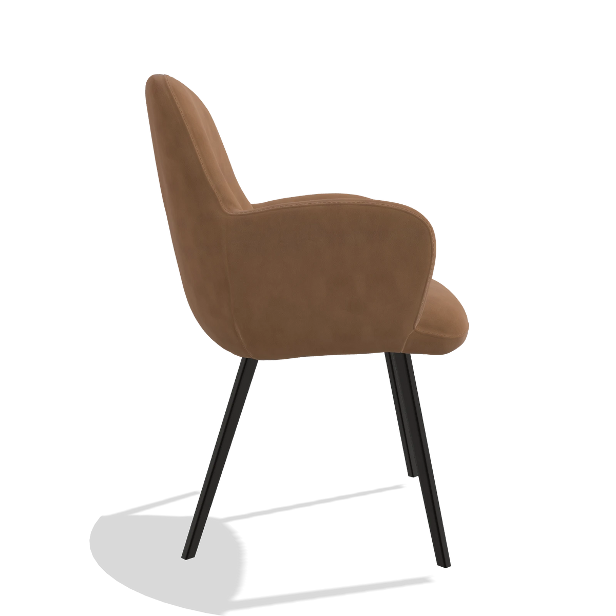 Dining Chair Mancini 6538 in Leather B501 (caramel), black legs, side view