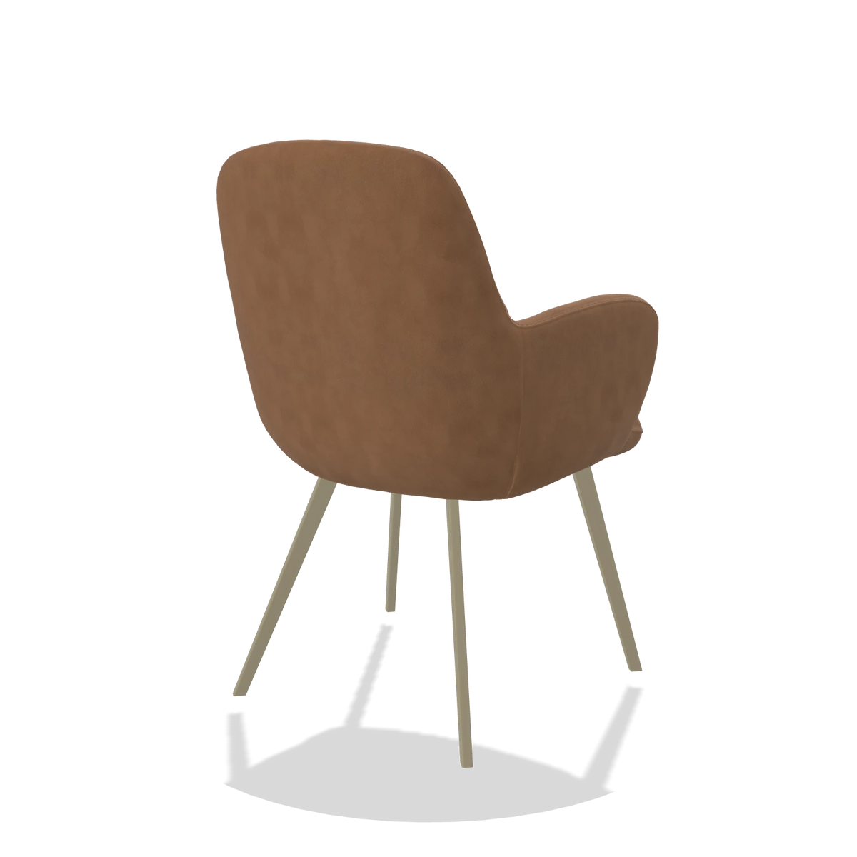 Dining Chair Mancini 6538 in Leather B501 (caramel), champagne legs, back angled view