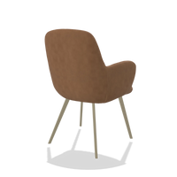 Dining Chair Mancini 6538 in Leather B501 (caramel), champagne legs, back angled view