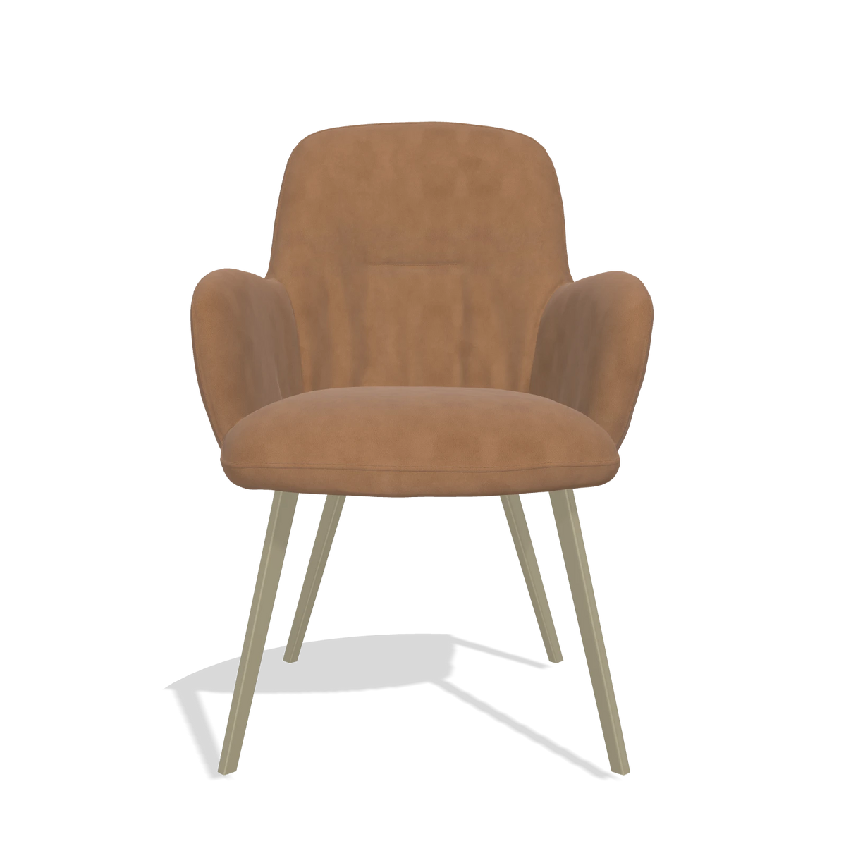 Dining Chair Mancini 6538 in Leather B501 (caramel), champagne legs, front view