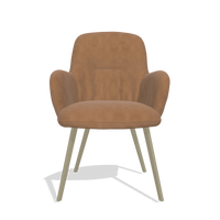Dining Chair Mancini 6538 in Leather B501 (caramel), champagne legs, front view