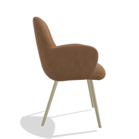 Dining Chair Mancini 6538 in Leather B501 (caramel), champagne legs, side view