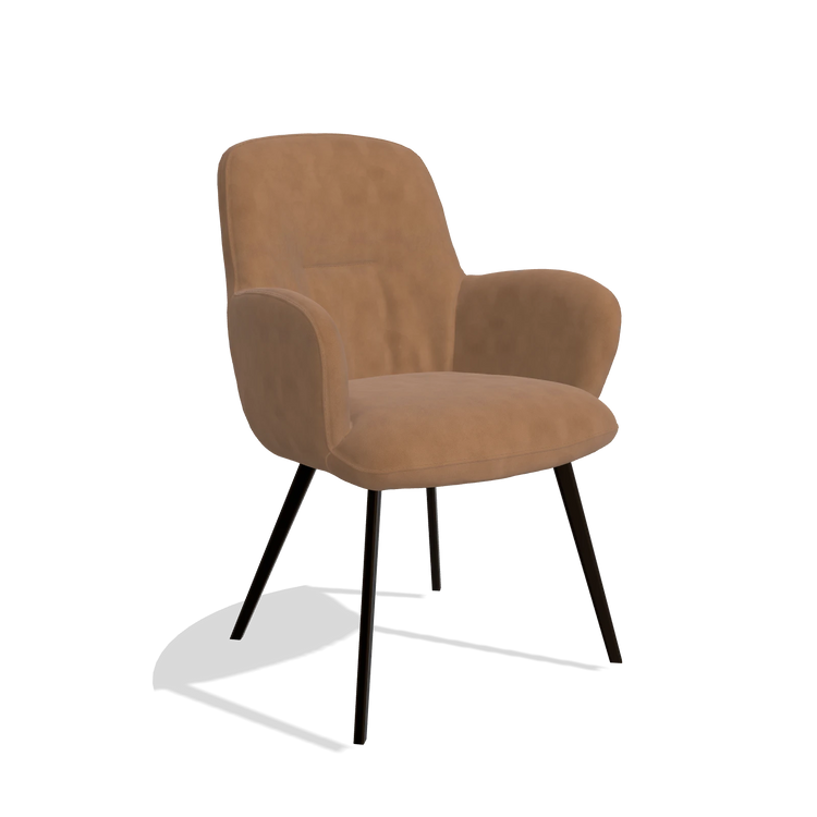 Dining Chair Mancini 6538 in Leather B501 (caramel), espresso legs, angled view