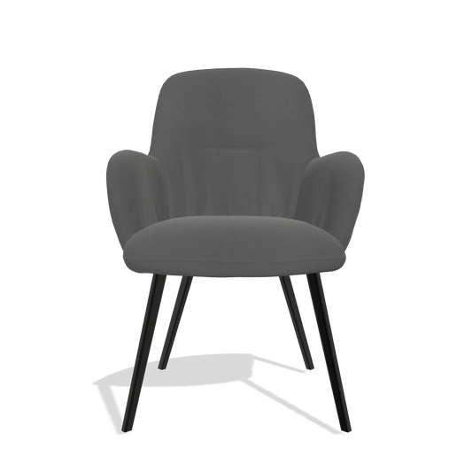 Chaise de salle à manger Mancini 6538 en Cuir B502 (gris foncé), pieds en noir, vue de face