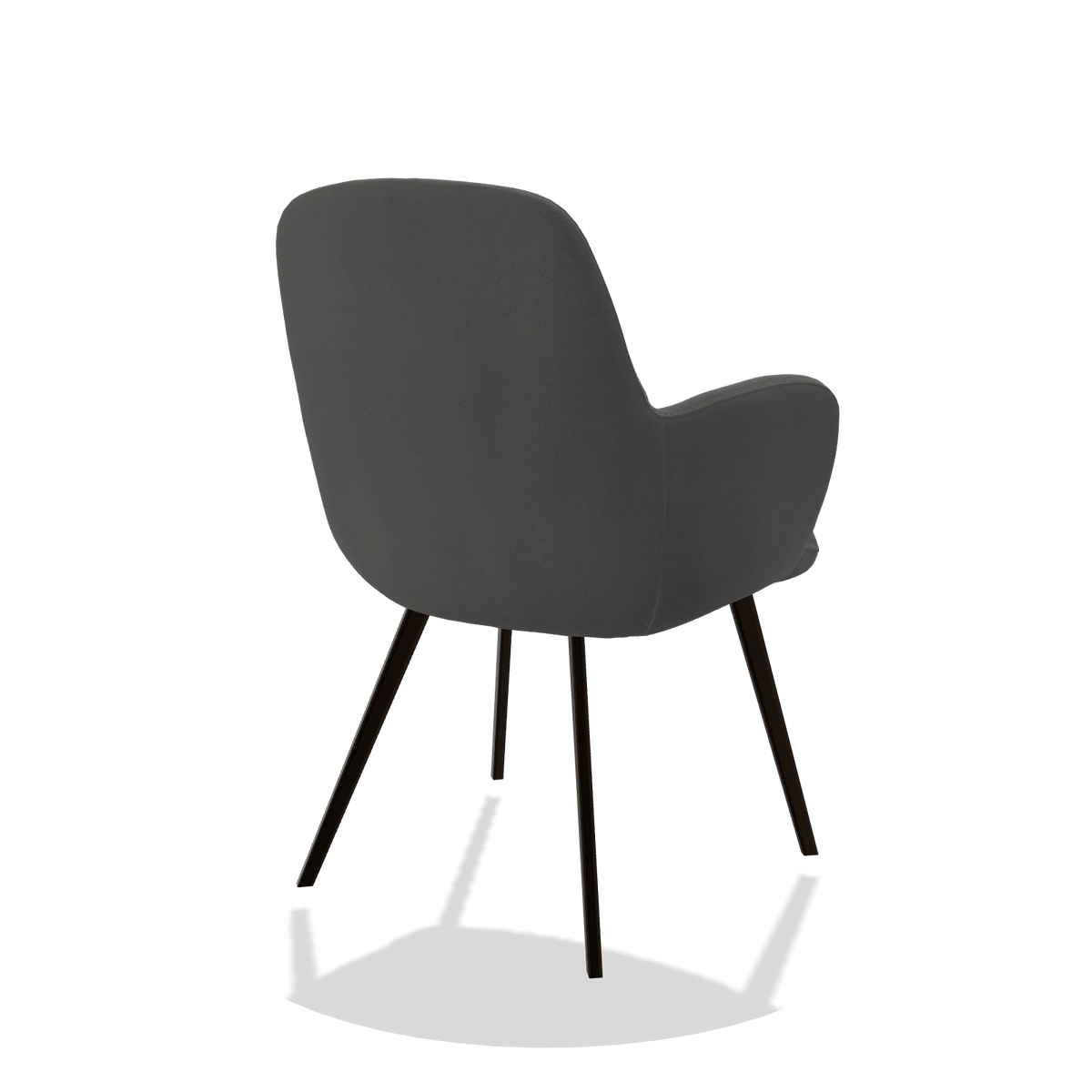 Esszimmerstuhl Mancini 6538 in Leder B502 (Dunkelgrau), Beine in Espresso, Schrägansicht von hinten