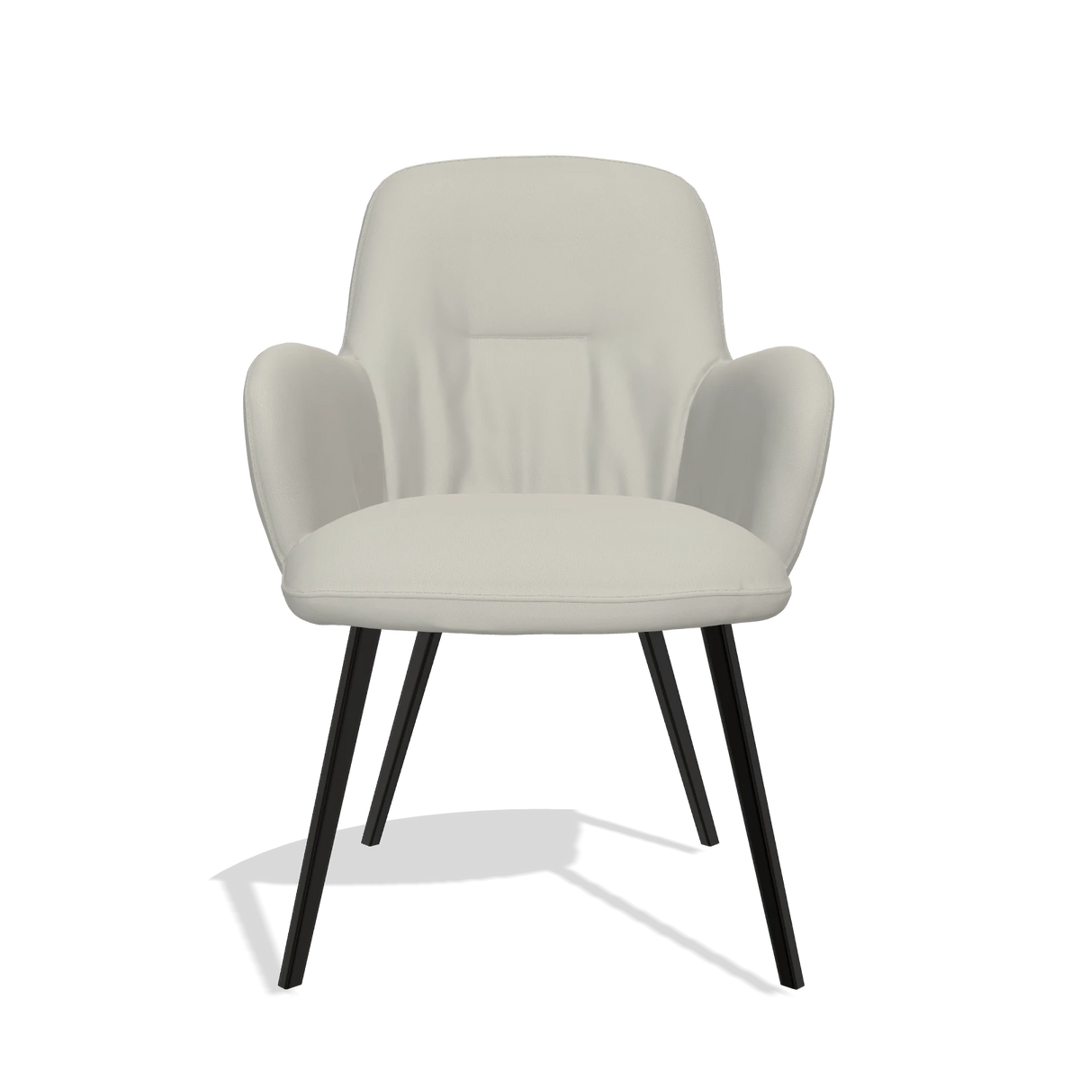 Sedia da pranzo Mancini 6538 in Pelle B506 (grigio chiaro), gambe in nero, vista frontale