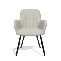 Sedia da pranzo Mancini 6538 in Pelle B506 (grigio chiaro), gambe in nero, vista frontale