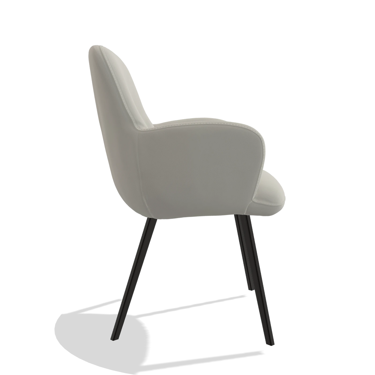 Sedia da pranzo Mancini 6538 in Pelle B506 (grigio chiaro), gambe in nero, vista laterale