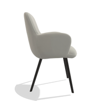 Sedia da pranzo Mancini 6538 in Pelle B506 (grigio chiaro), gambe in nero, vista laterale