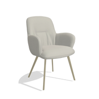 Sedia da pranzo Mancini 6538 in Pelle B506 (grigio chiaro), gambe in champagne, vista angolata