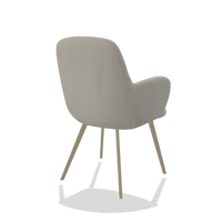 Sedia da pranzo Mancini 6538 in Pelle B506 (grigio chiaro), gambe in champagne, vista posteriore angolata