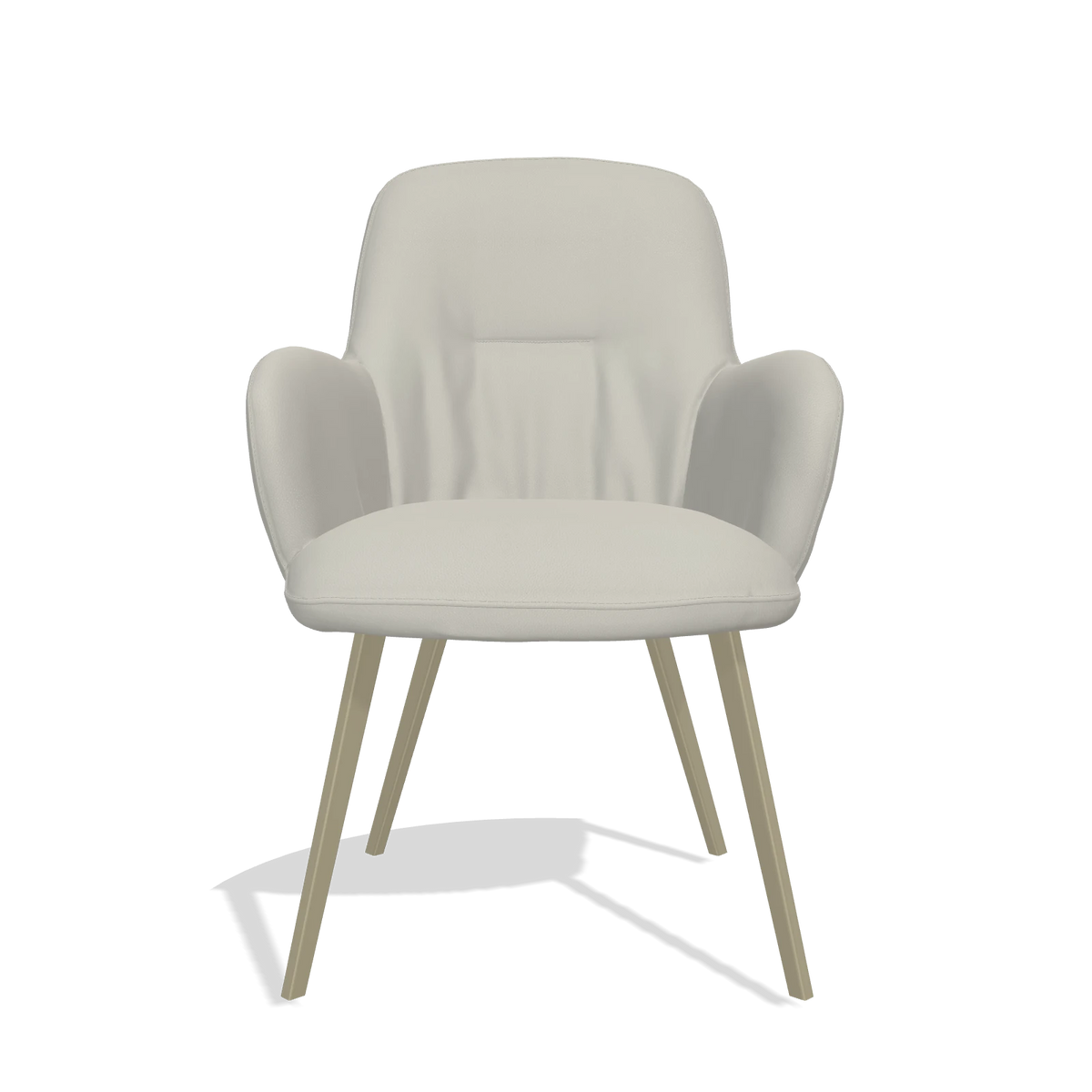 Sedia da pranzo Mancini 6538 in Pelle B506 (grigio chiaro), gambe in champagne, vista frontale