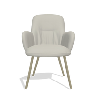 Sedia da pranzo Mancini 6538 in Pelle B506 (grigio chiaro), gambe in champagne, vista frontale