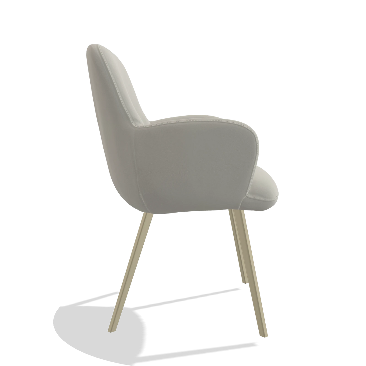Sedia da pranzo Mancini 6538 in Pelle B506 (grigio chiaro), gambe in champagne, vista laterale