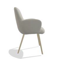 Sedia da pranzo Mancini 6538 in Pelle B506 (grigio chiaro), gambe in champagne, vista laterale