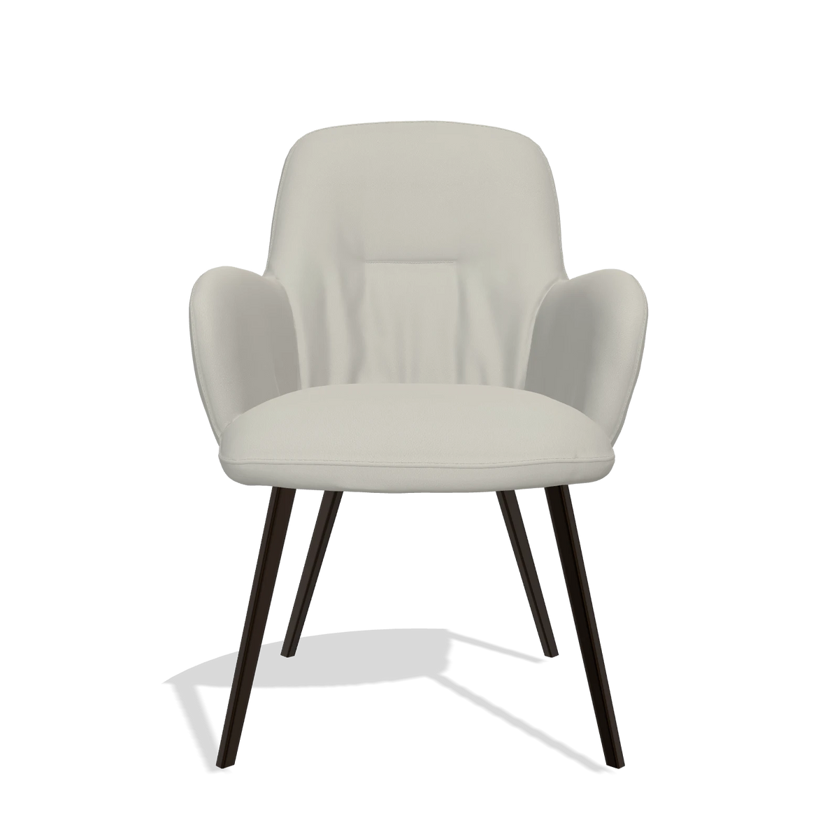 Sedia da pranzo Mancini 6538 in Pelle B506 (grigio chiaro), gambe in espresso, vista frontale