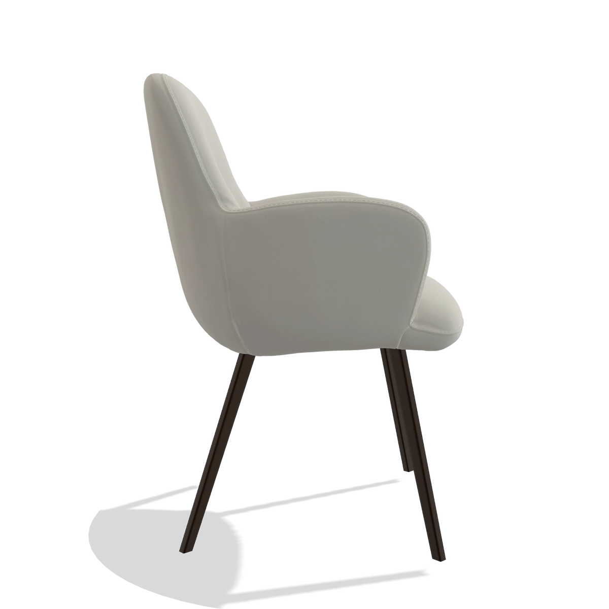 Sedia da pranzo Mancini 6538 in Pelle B506 (grigio chiaro), gambe in espresso, vista laterale