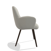 Sedia da pranzo Mancini 6538 in Pelle B506 (grigio chiaro), gambe in espresso, vista laterale