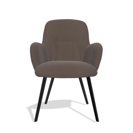 Chaise de salle à manger Mancini 6538 en Cuir B535 (marron), pieds en noir, vue de face