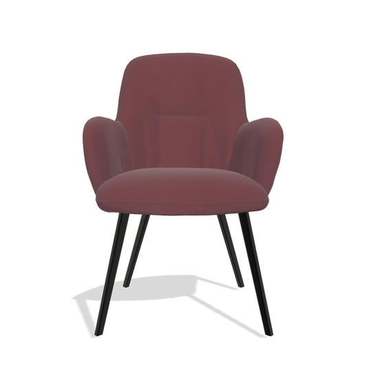 Chaise de salle à manger Mancini 6538 en Cuir B554 (marron), pieds en noir, vue de face