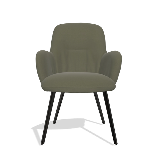 Chaise de salle à manger Mancini 6538 en Cuir B572 (olive), pieds en noir, vue de face