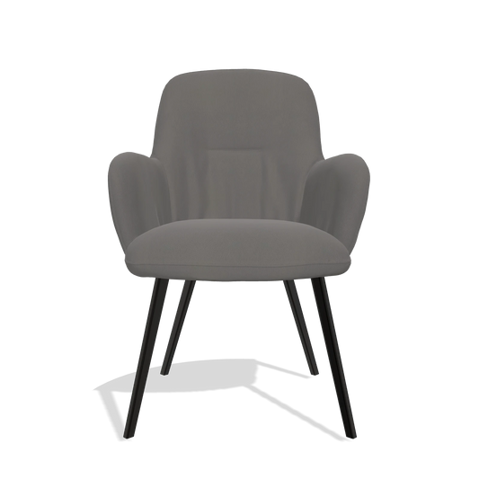 Chaise de salle à manger Mancini 6538 en Cuir B584 (gris foncé), pieds en noir, vue de face