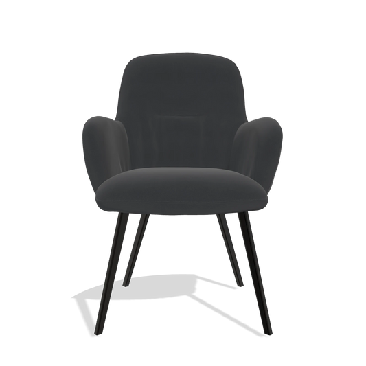 Chaise de salle à manger Mancini 6538 en Cuir B900 (noir), pieds en noir, vue de face