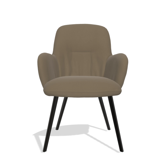 Chaise de salle à manger Mancini 6538 en Cuir B901 (olive), pieds en noir, vue de face