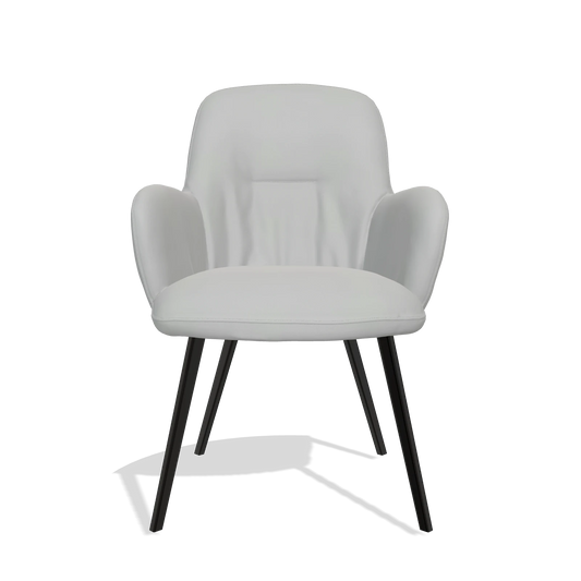 Chaise de salle à manger Mancini 6538 en Cuir B904 (gris clair), pieds en noir, vue de face