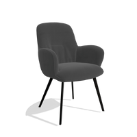 Dining Chair Mancini 6538 in Leather B905 (anthracite), black legs, angled view