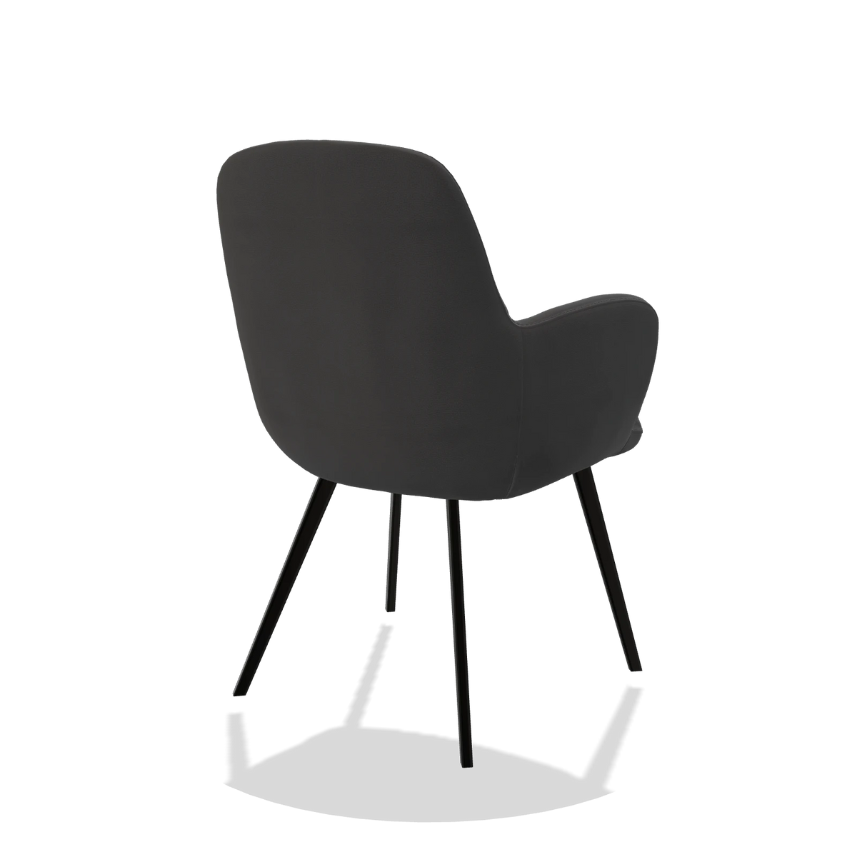 Dining Chair Mancini 6538 in Leather B905 (anthracite), black legs, back angled view