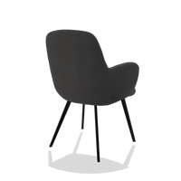 Dining Chair Mancini 6538 in Leather B905 (anthracite), black legs, back angled view