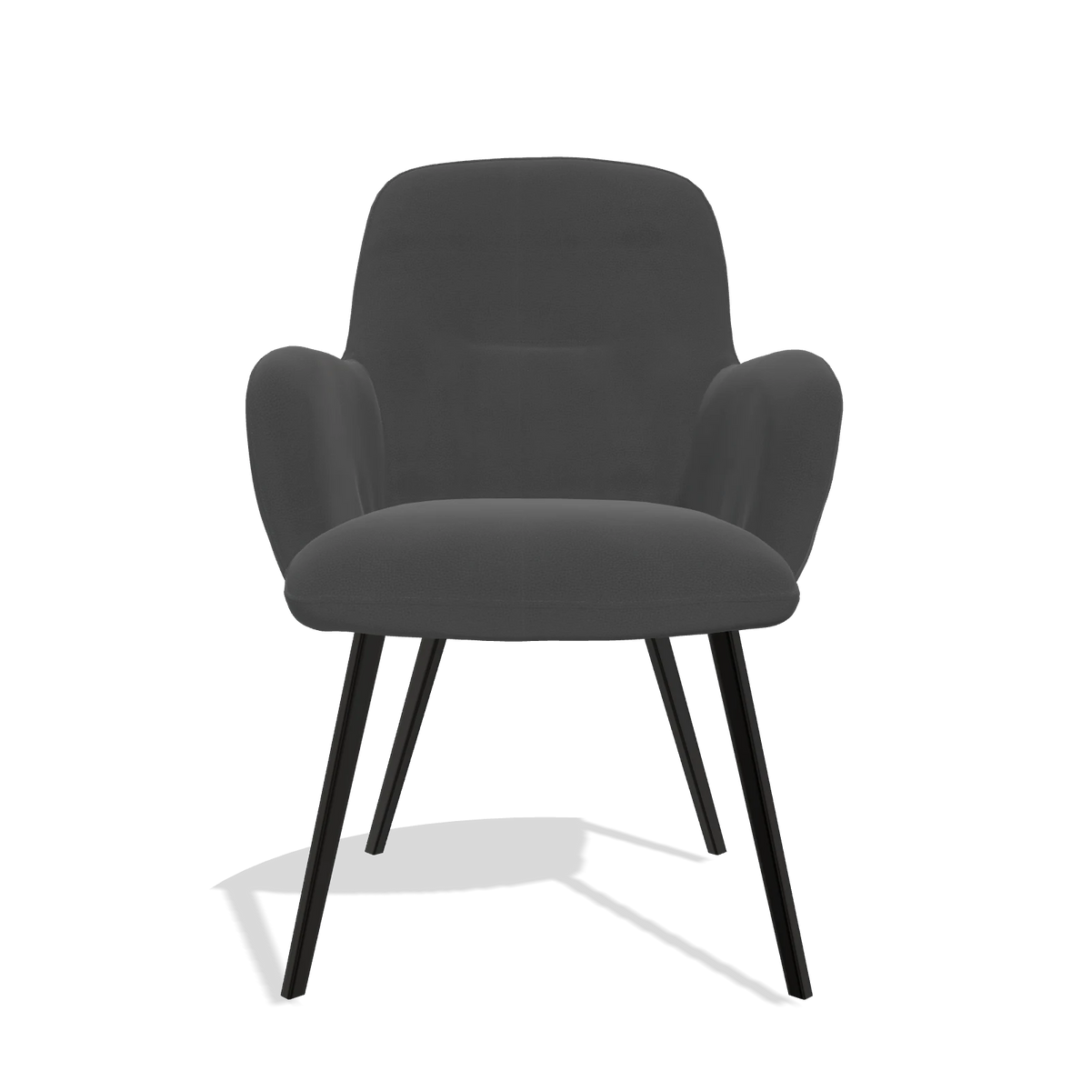 Dining Chair Mancini 6538 in Leather B905 (anthracite), black legs, front view
