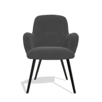 Dining Chair Mancini 6538 in Leather B905 (anthracite), black legs, front view