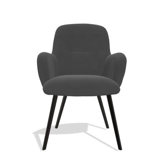 Chaise de salle à manger Mancini 6538 en Cuir B905 (anthracite), pieds en noir, vue de face