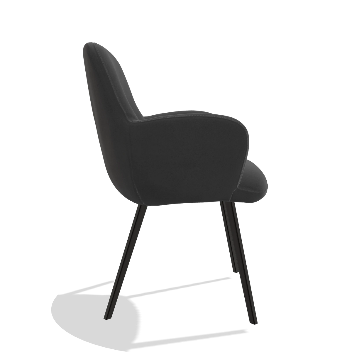 Dining Chair Mancini 6538 in Leather B905 (anthracite), black legs, side view