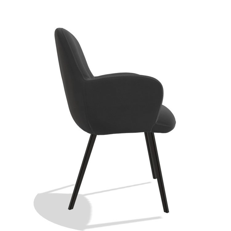 Dining Chair Mancini 6538 in Leather B905 (anthracite), black legs, side view