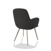 Dining Chair Mancini 6538 in Leather B905 (anthracite), champagne legs, back angled view