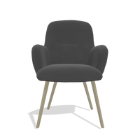 Dining Chair Mancini 6538 in Leather B905 (anthracite), champagne legs, front view