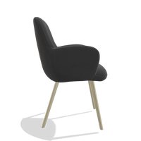 Dining Chair Mancini 6538 in Leather B905 (anthracite), champagne legs, side view