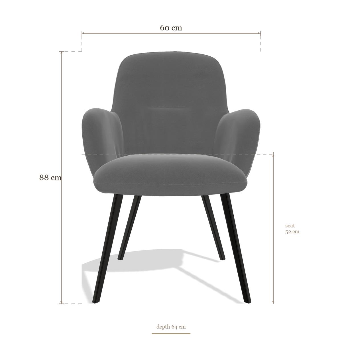 Dining Chair Mancini 6538, dimensions 60 x 64 x 88 cm