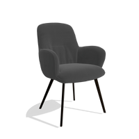 Dining Chair Mancini 6538 in Leather B905 (anthracite), espresso legs, angled view