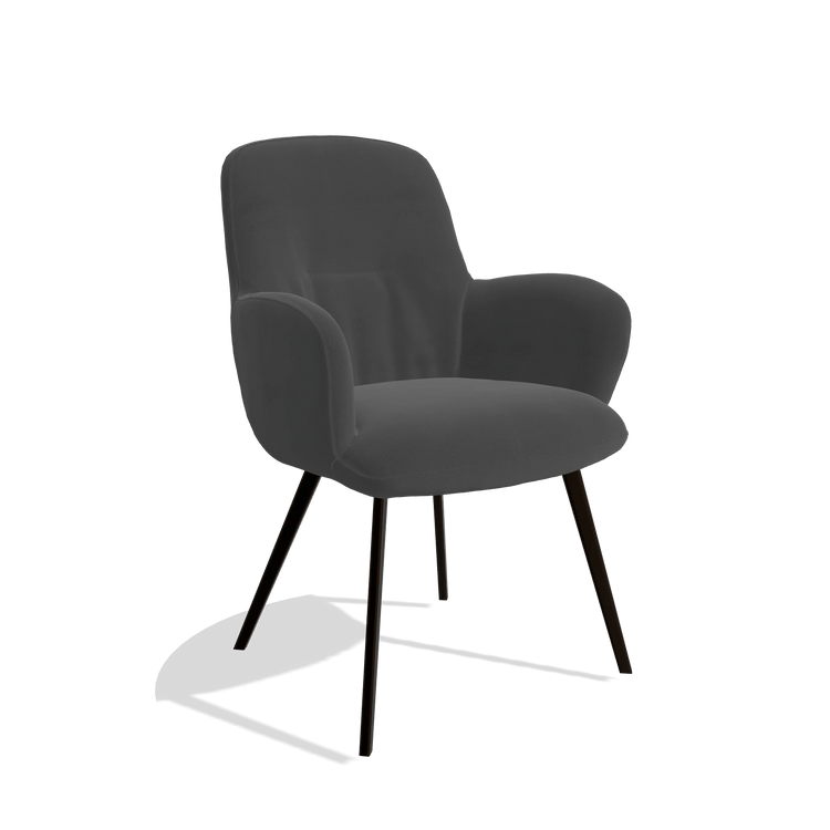 Dining Chair Mancini 6538 in Leather B905 (anthracite), espresso legs, angled view