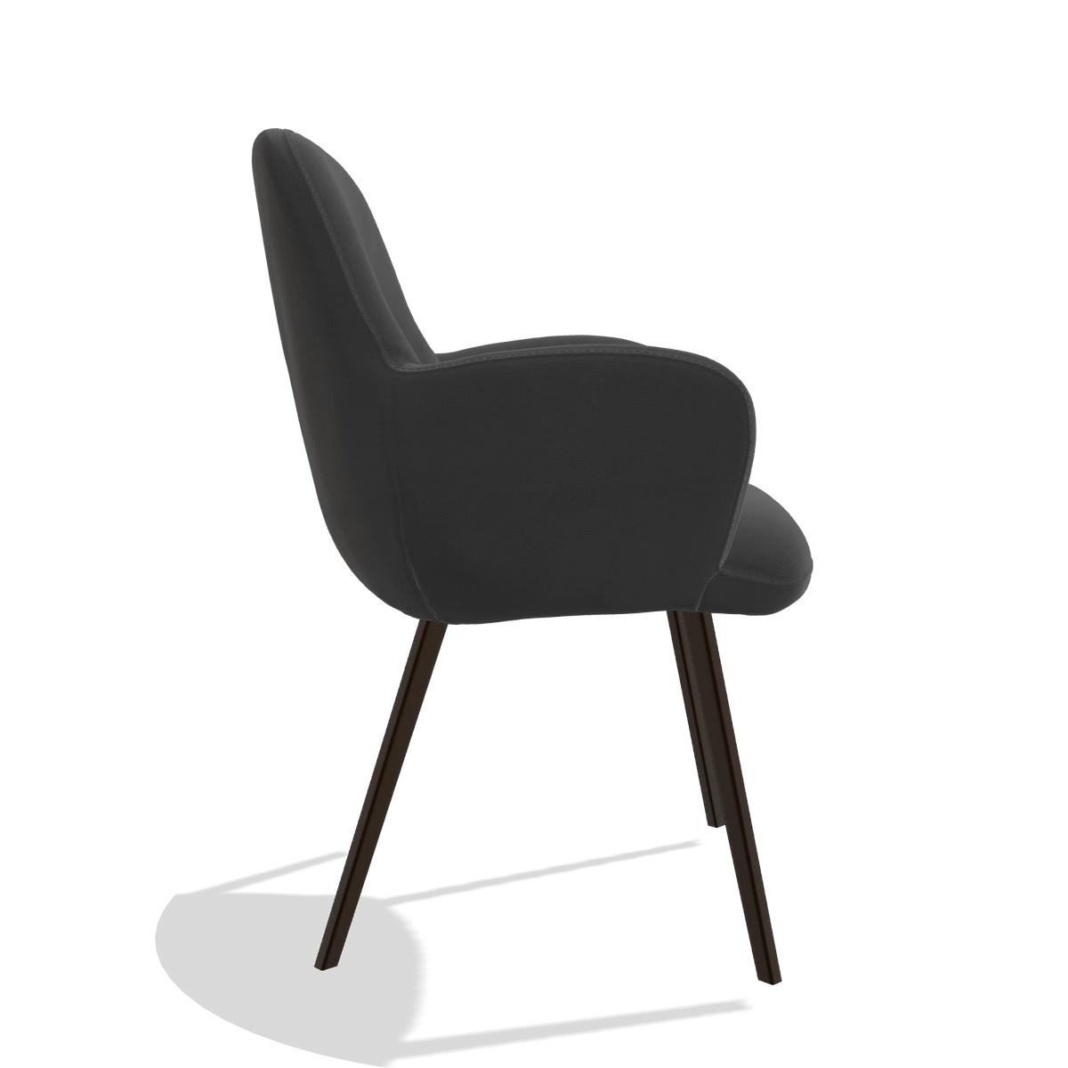 Dining Chair Mancini 6538 in Leather B905 (anthracite), espresso legs, side view