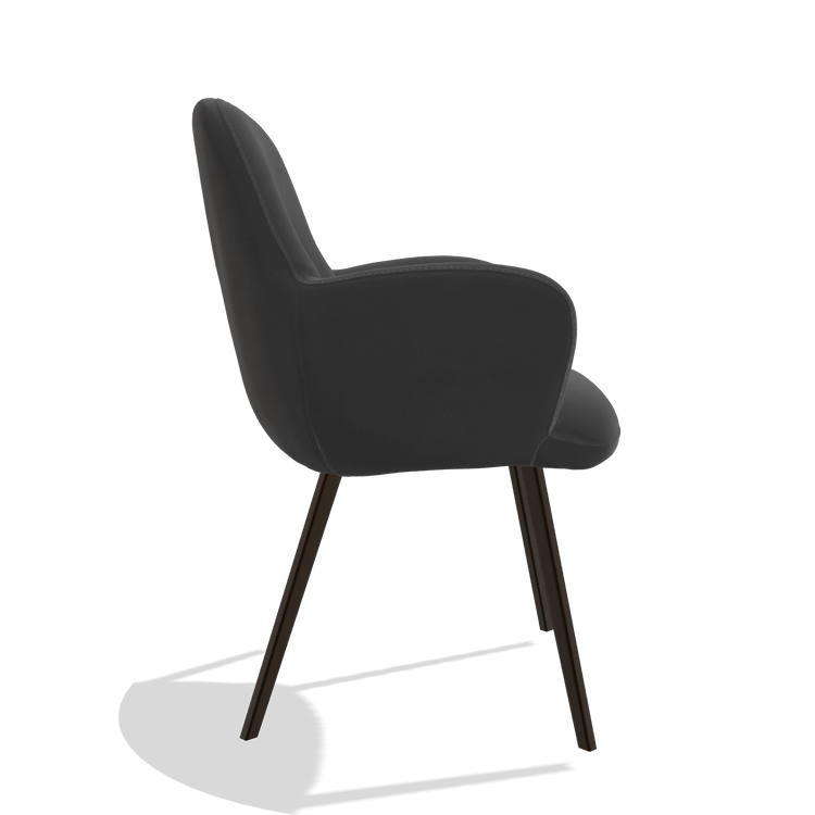 Dining Chair Mancini 6538 in Leather B905 (anthracite), espresso legs, side view