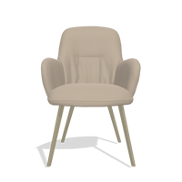 Dining Chair Mancini 6538 in Leather B911 (sand), champagne legs, front view