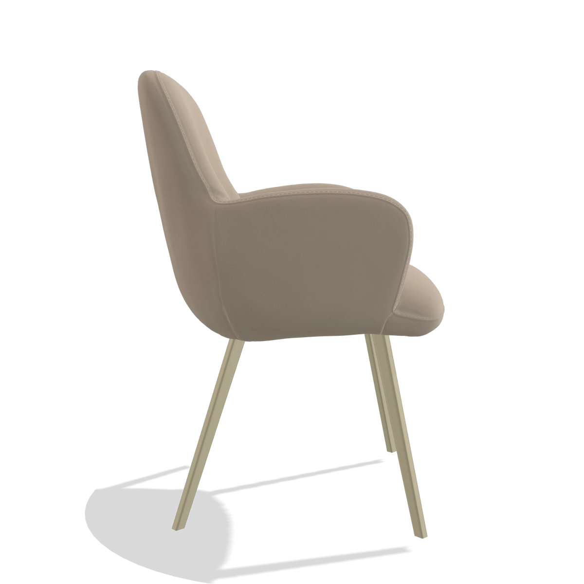 Dining Chair Mancini 6538 in Leather B911 (sand), champagne legs, side view