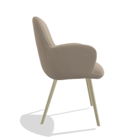 Dining Chair Mancini 6538 in Leather B911 (sand), champagne legs, side view
