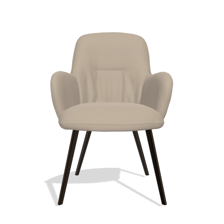 Dining Chair Mancini 6538 in Leather B911 (sand), espresso legs, front view