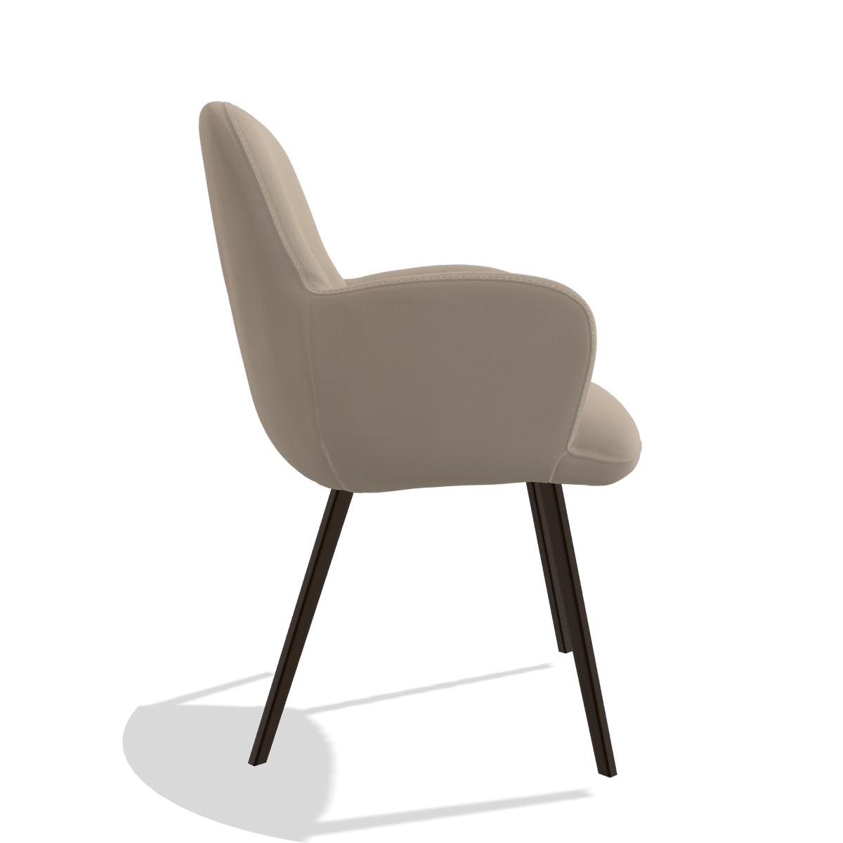Dining Chair Mancini 6538 in Leather B911 (sand), espresso legs, side view